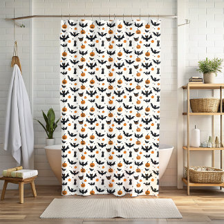 Chat noir citrouille Halloween rideau de douche