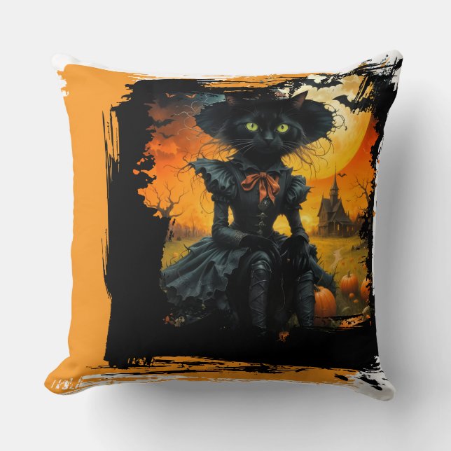 Chat noir Coussin de lancer (Recto)