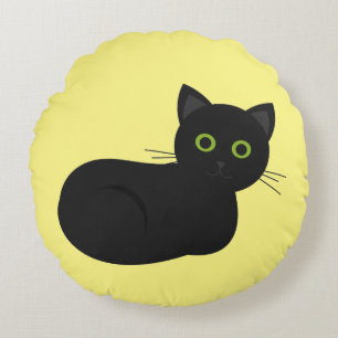 Chat noir Coussin rond