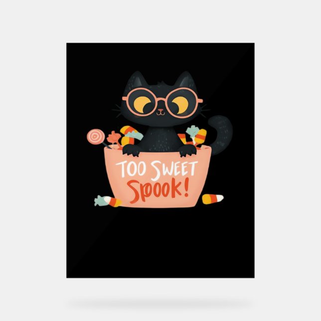 Chat Noir Cute Halloween Bonbon Trop Doux Porte -  (Recto)