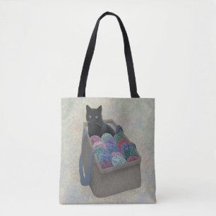 Chat noir dans le Sac fourre-tout sac en fil