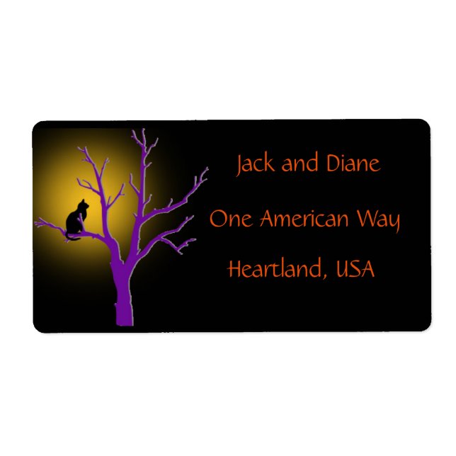 Chat noir dans un Étiquette d'arbre (Devant)