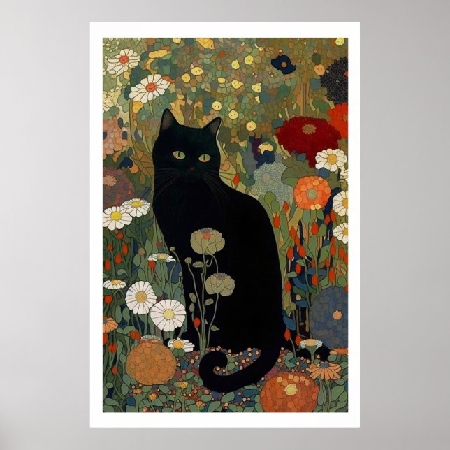 Chat Noir Dans Un Poster De Jardin (Devant)