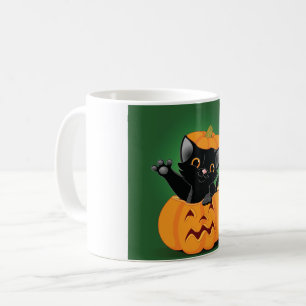 Chat Noir Dans Une Mug Citrouille