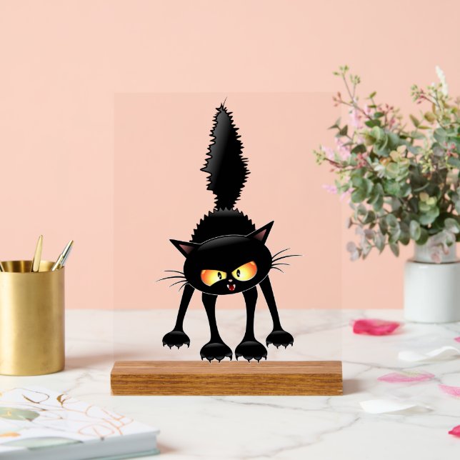Chat noir de dessin animé drôle et féroce  (Mariage)