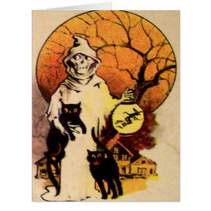 Chat noir de la Faucheuse (Halloween Vintage)
