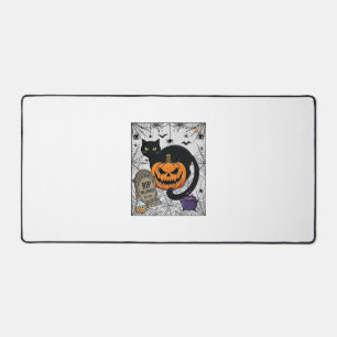 Chat noir d'Halloween Citrouille Pierre tombale Ch