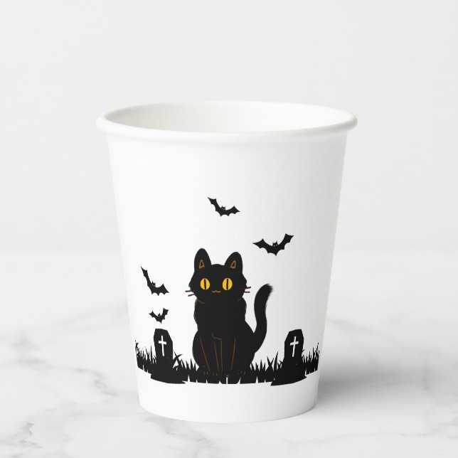 Chat noir d'Halloween Gobelet en carton (Recto)