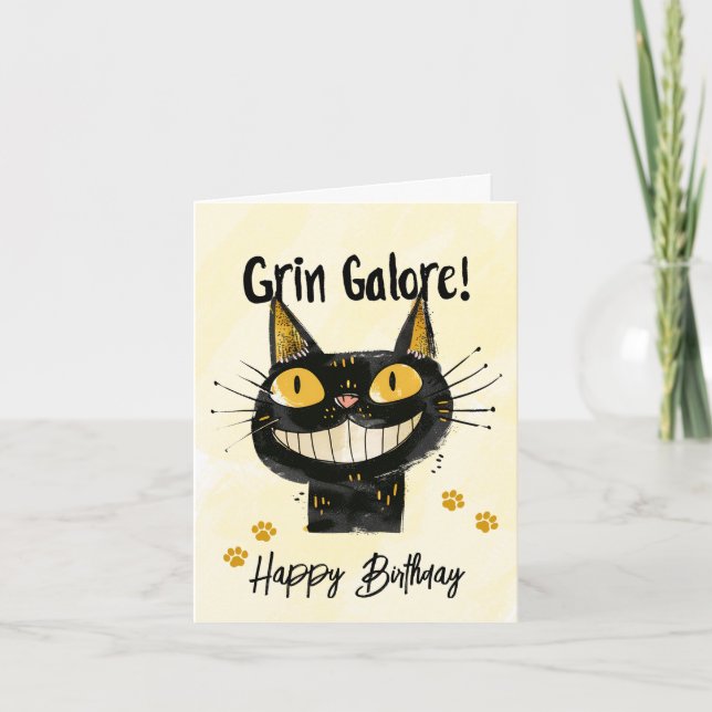 Chat Noir Drôle Bonne Carte Anniversaire (Devant)