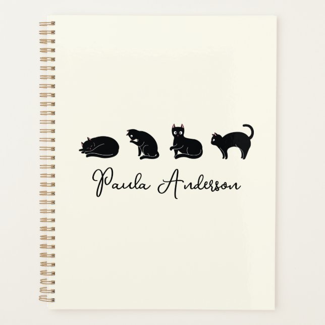 Chat noir drôle mignon personnalisable (Devant)