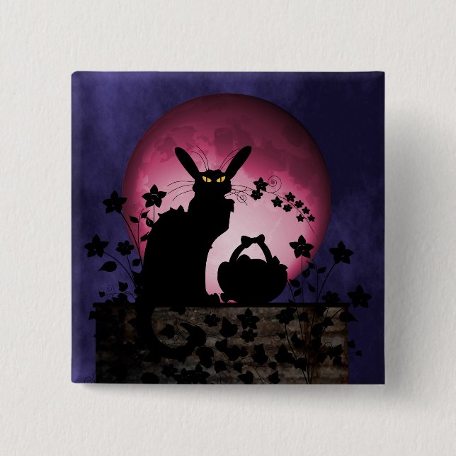 Chat Noir Easter 2 Inch Square Button (Front)