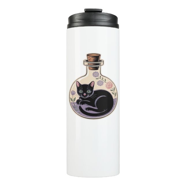 Chat noir en bouteille de potion T-shirt classique (Devant)
