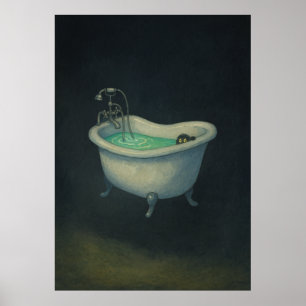 Chat noir en Clawfoot Vintage Poster de bain