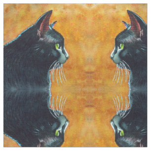 Chat noir en tissu de profil par Rachel M Brown