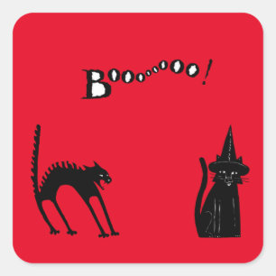 CHAT NOIR ET BOO HALLOWEWEEN CARRÉ STICKER