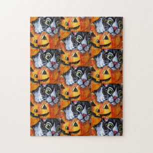 Chat noir et Jack OLantern Halloween Jigsaw Puzzle