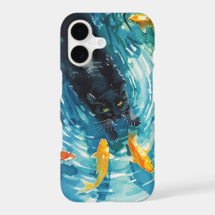 chat noir et poissons rouges
