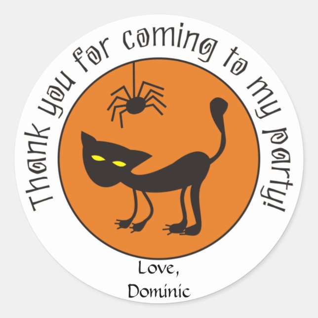 Chat noir et Stickers Merci d'Halloween Spider (Devant)