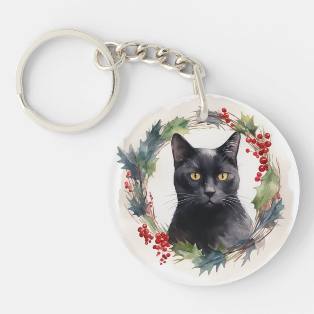 Chat noir Fête de couronnes de Noël Kitten (Devant)