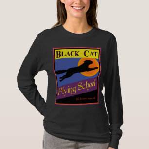 Chat noir Flying School Rétro Halloween T-shirt
