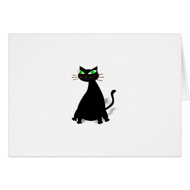 Chat noir gras aux yeux verts (Devant horizontal)