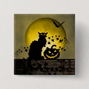 Chat Noir Halloween 2 Inch Square Button