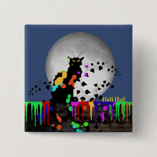 Chat Noir Holi Hai 2 Inch Square Button