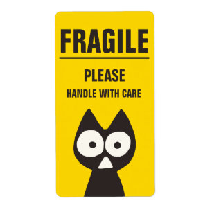 Chat noir jaune FRAGILE de triangle