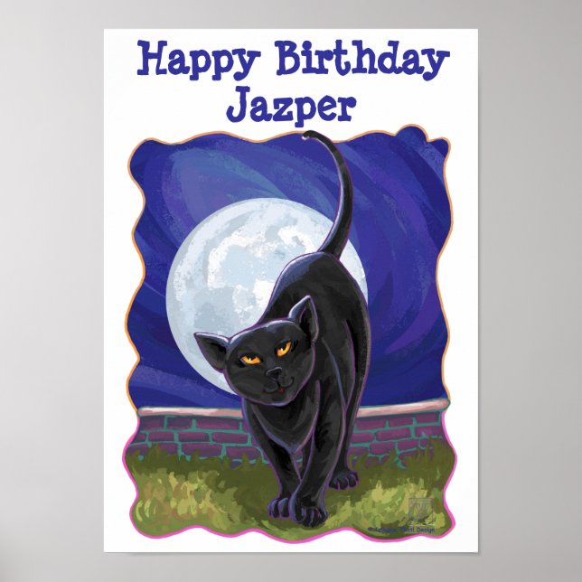 Chat noir Joyeux anniversaire Poster de la fête pe (Devant)