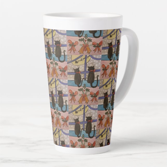 Chat noir Latte Mug (Angle droit)