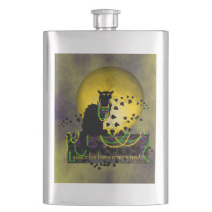 Chat Noir Mardi Gras Hip Flask