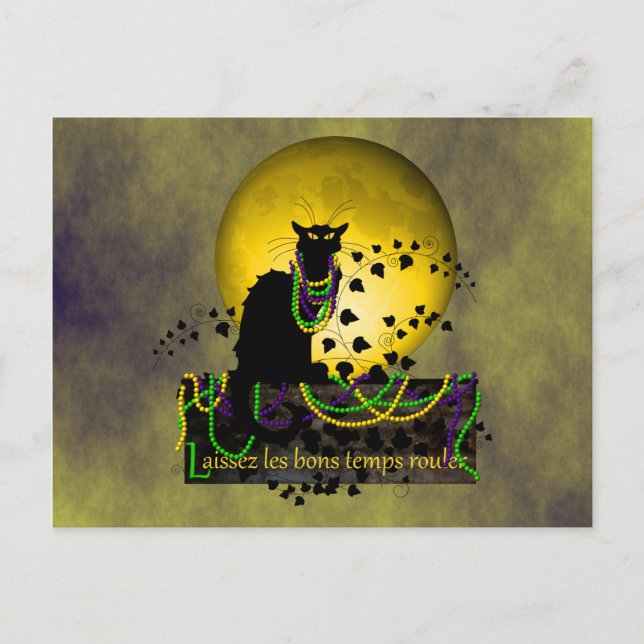 Chat Noir Mardi Gras Postcard (Front)