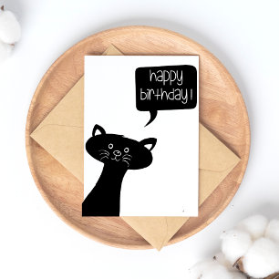 Chat noir mignon - Bonne carte postale d'anniversa