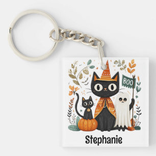 Chat noir mignon personnalisé et Halloween fantôme