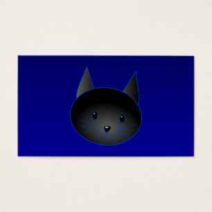 Chat noir mignon sur le bleu de minuit profond