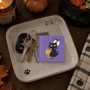 Chat noir mignon violet effrayant Halloween Citrou