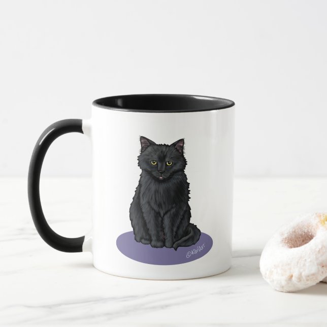 Chat noir Mug à café à deux tons (Avec donut)
