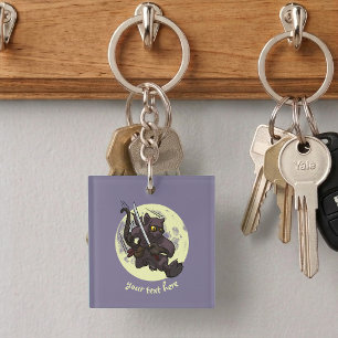 Chat noir Ninja Katana Épées Coup de pied volant D