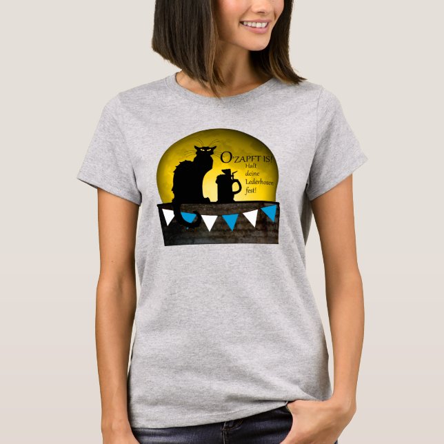 Chat Noir Oktoberfest with Beer T-Shirt (Front)