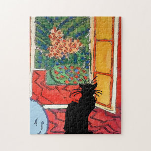 Chat Noir on Floor Jigsaw Puzzle