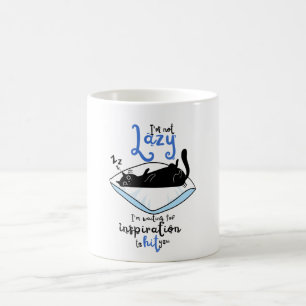 Chat Noir Paresseux & Citation Inspirante Mug à Ca