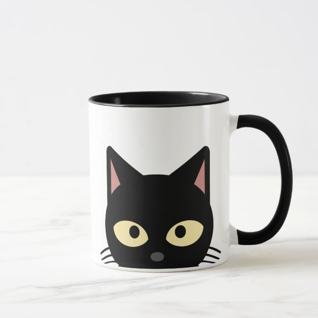 CHAT NOIR PEEKING CAFÉ MUGS (Droite)