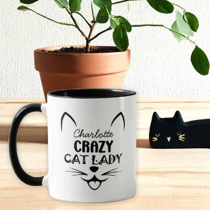 Chat noir personnalisé Nom de la chatte Mug