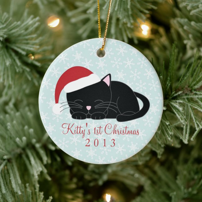 Chat noir Personnalisé Ornements de Noël (Arbre)