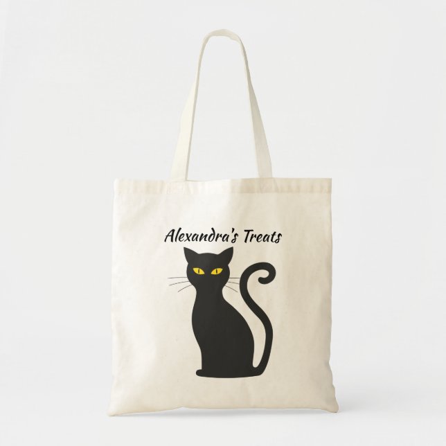 Chat noir Sac de traitement d'Halloween personnali (Devant)