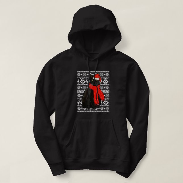 Chat noir Santa Hat Vilain Sweat de Noël Funny X (Design devant)