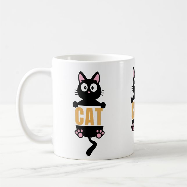 Chat noir sassy, tasse de chat noir, Cadeau Amoure (Gauche)