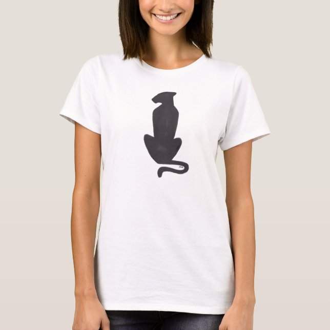 Chat noir Silhouette femmes blanc T-shirt (Devant)