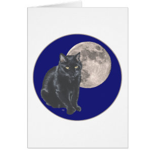 Chat noir sous pleine lune