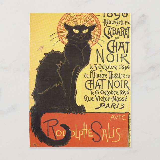 Chat Noir Steinlen Belle Epoque Vintage Art Postcard (Front)